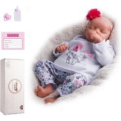Reborn baby pop Katie - 46 cm - Meisje met pyjama en speen - Soft silicone - Levensechte babypop - In doos